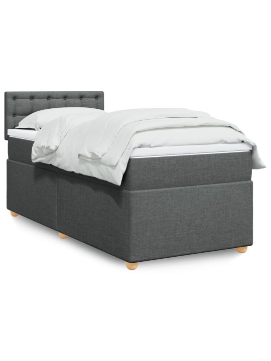 Box spring postel s matrací tmavě šedá 90x200 cm textil