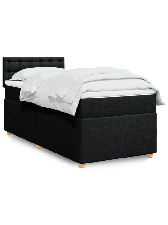 Box spring postel s matrací černá 90x200 cm textil