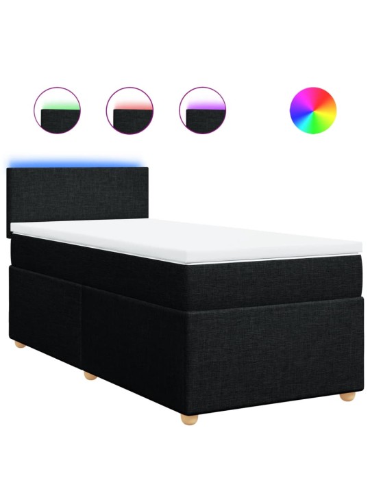 Box spring postel s matrací černá 100 x 200 cm textil