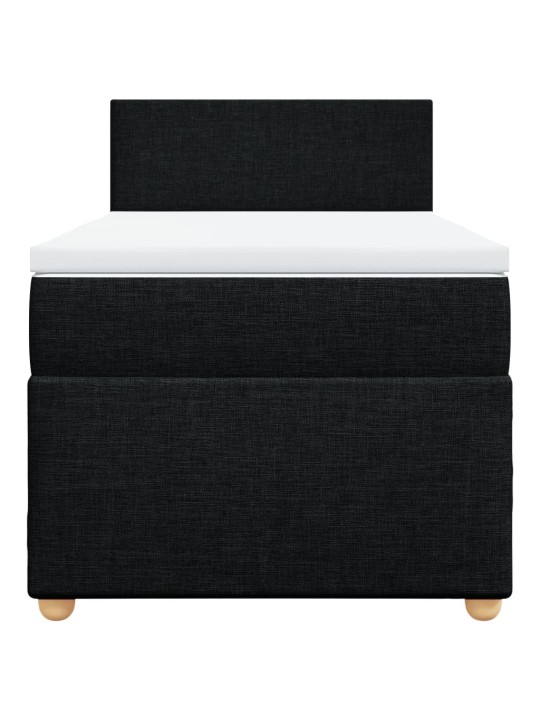 Box spring postel s matrací černá 100 x 200 cm textil