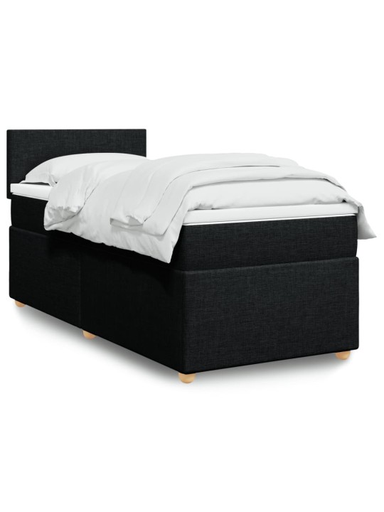 Box spring postel s matrací černá 100 x 200 cm textil