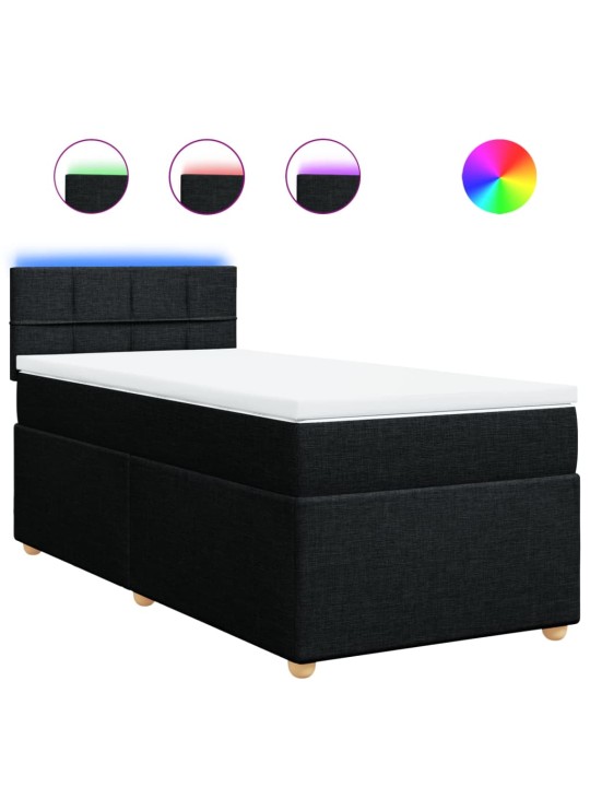 Box spring postel s matrací černá 100 x 200 cm textil