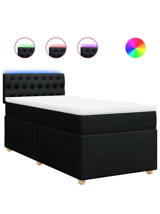 Box spring postel s matrací černá 100 x 200 cm textil