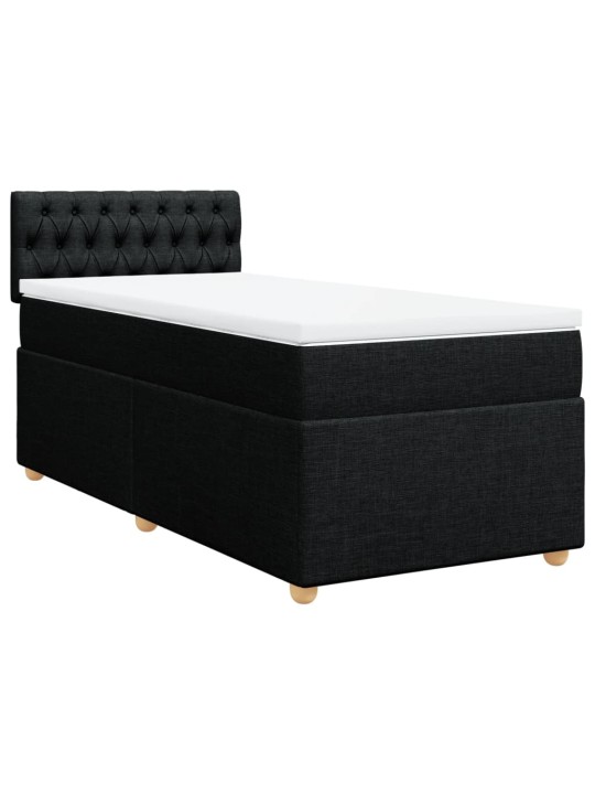 Box spring postel s matrací černá 100 x 200 cm textil