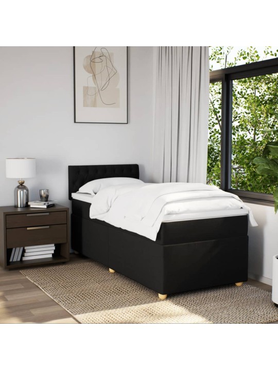 Box spring postel s matrací černá 100 x 200 cm textil