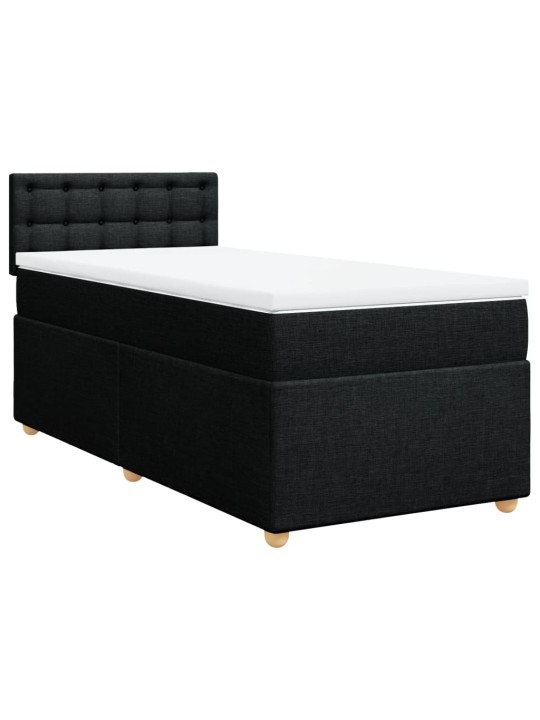 Box spring postel s matrací černá 100 x 200 cm textil