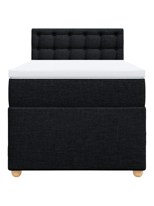 Box spring postel s matrací černá 100 x 200 cm textil