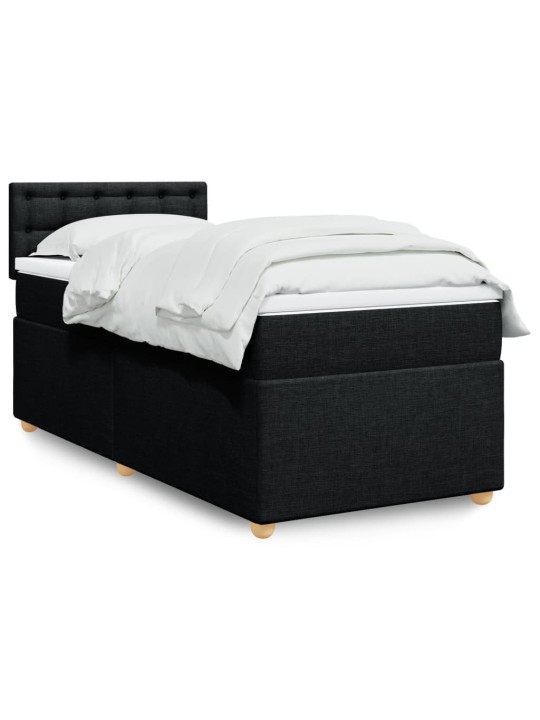 Box spring postel s matrací černá 100 x 200 cm textil