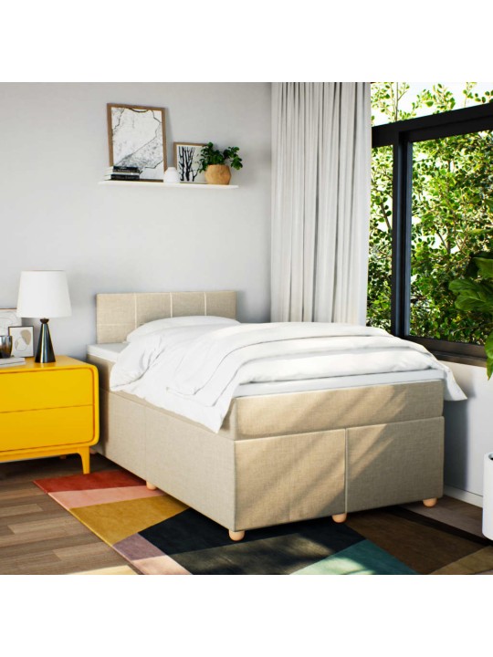 Box spring postel s matrací krémová 120x190 cm textil