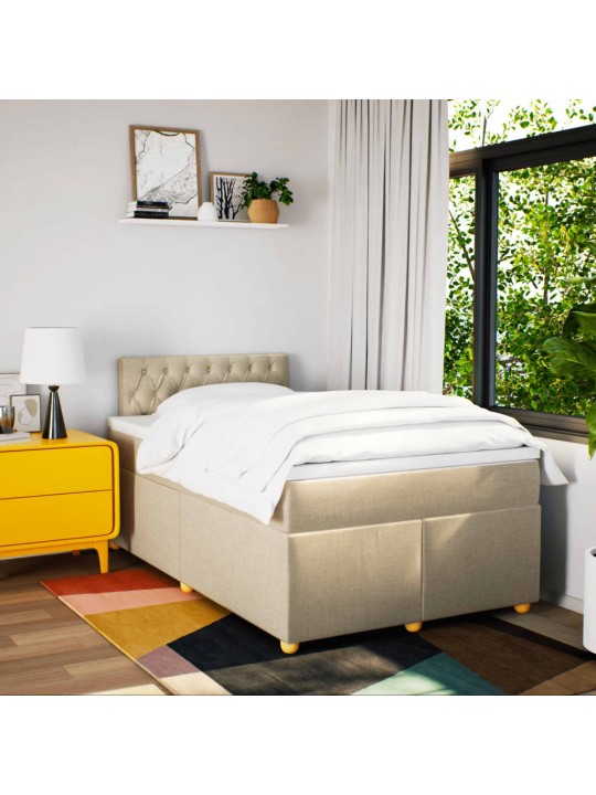 Box spring postel s matrací krémová 120x190 cm textil