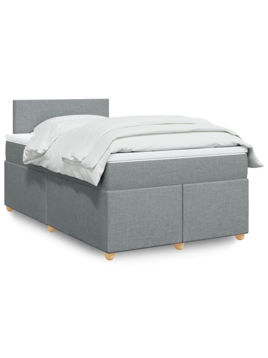 Box spring postel s matrací světle šedá 120 x 200 cm textil