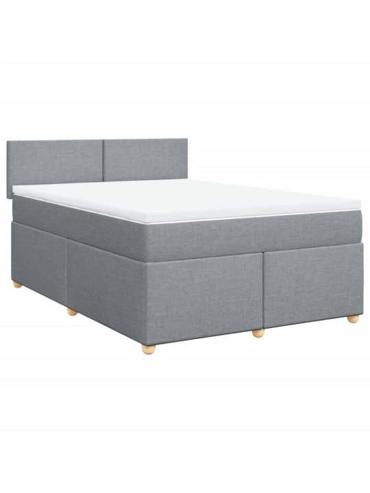 Box spring postel s matrací světle šedá 140 x 190 cm textil