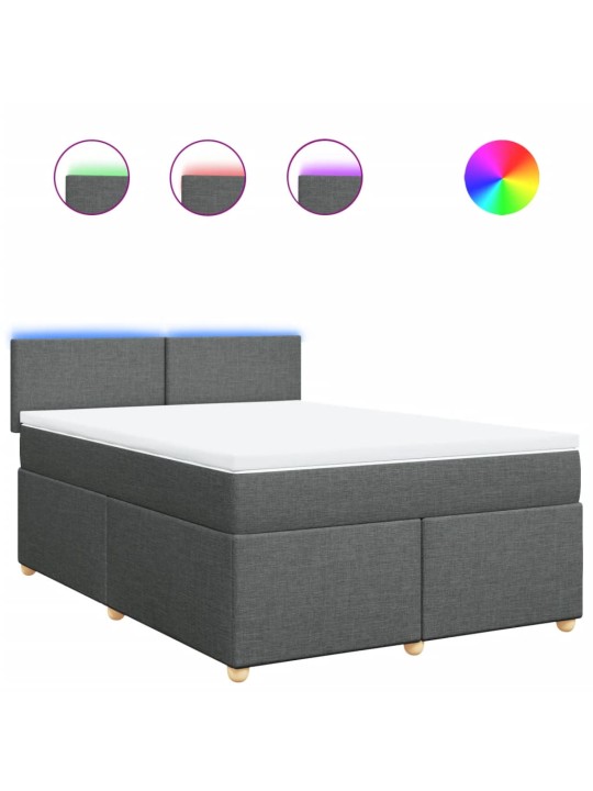 Box spring postel s matrací tmavě šedý 140 x 190 cm textil