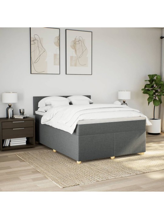 Box spring postel s matrací tmavě šedý 140 x 190 cm textil