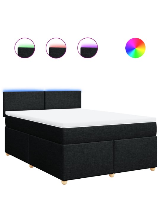 Box spring postel s matrací černá 140 x 190 cm textil