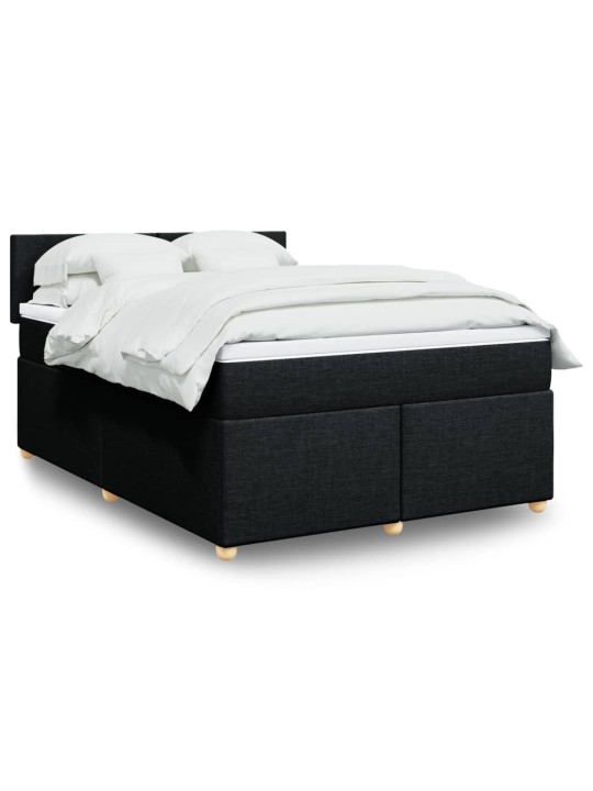 Box spring postel s matrací černá 140 x 190 cm textil