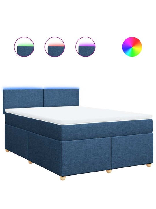 Box spring postel s matrací modrá 140x190 cm textil