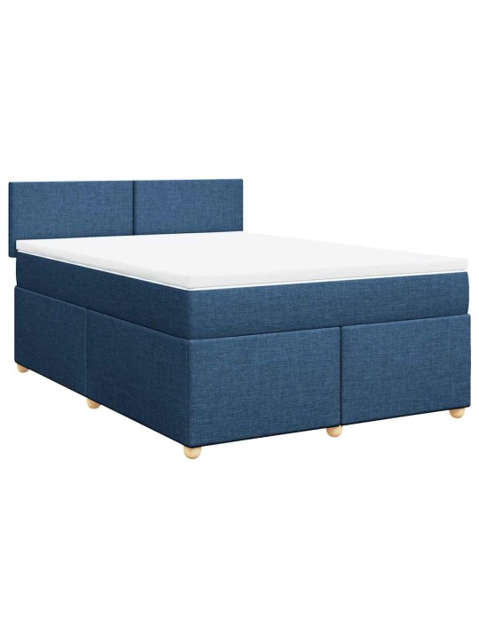 Box spring postel s matrací modrá 140x190 cm textil