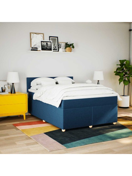 Box spring postel s matrací modrá 140x190 cm textil