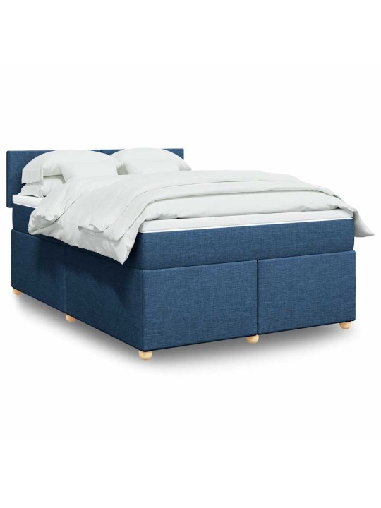 Box spring postel s matrací modrá 140x190 cm textil