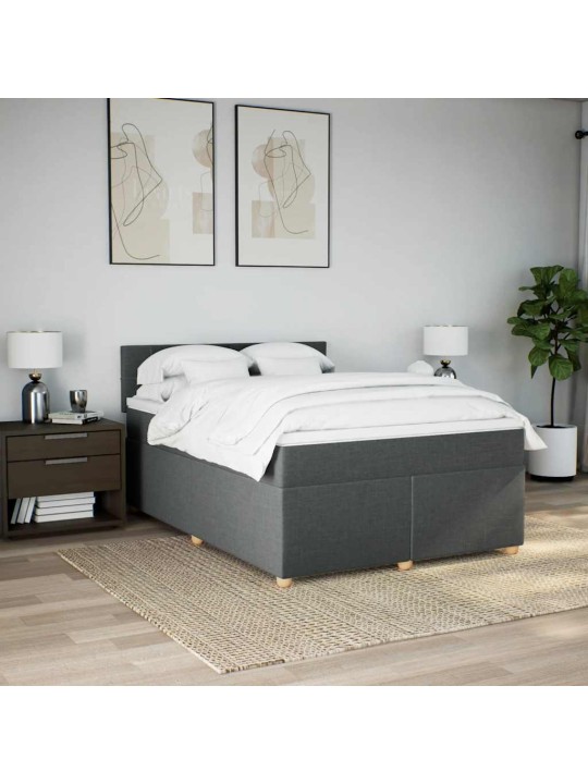 Box spring postel s matrací tmavě šedý 140 x 190 cm textil