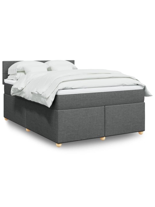 Box spring postel s matrací tmavě šedý 140 x 190 cm textil
