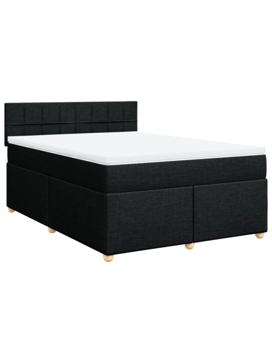 Box spring postel s matrací černá 140 x 190 cm textil