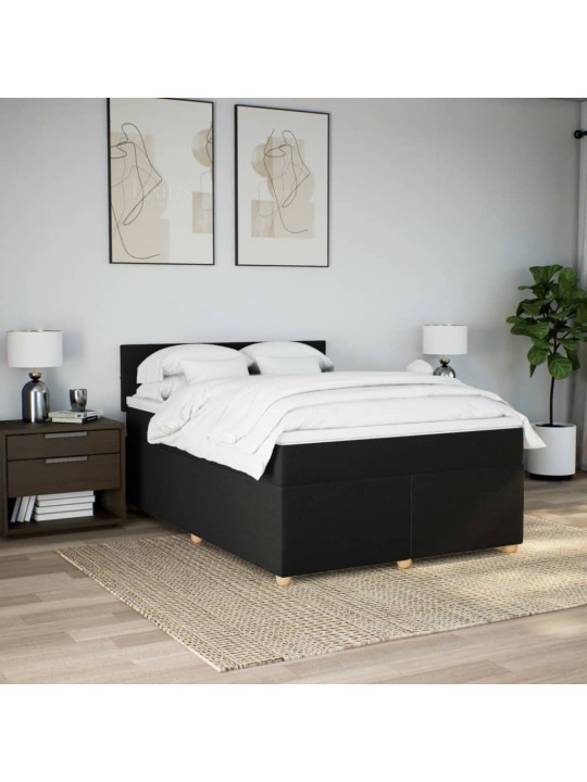 Box spring postel s matrací černá 140 x 190 cm textil