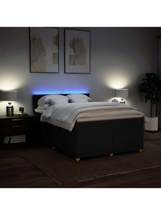Box spring postel s matrací černá 140 x 190 cm textil