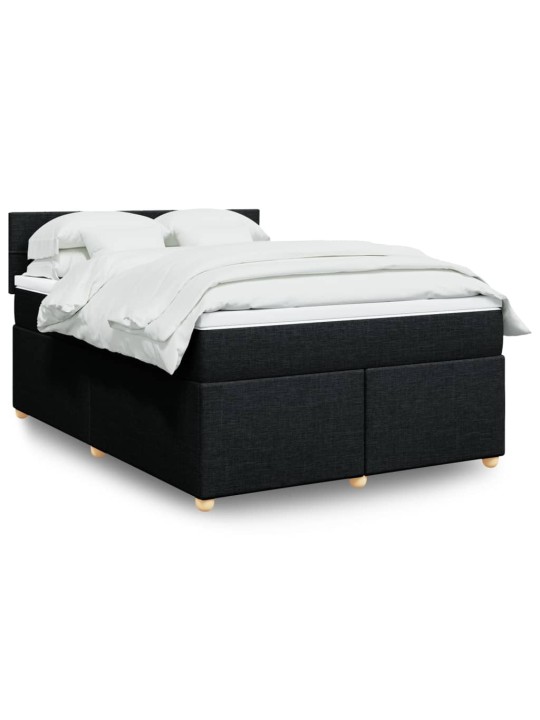 Box spring postel s matrací černá 140 x 190 cm textil