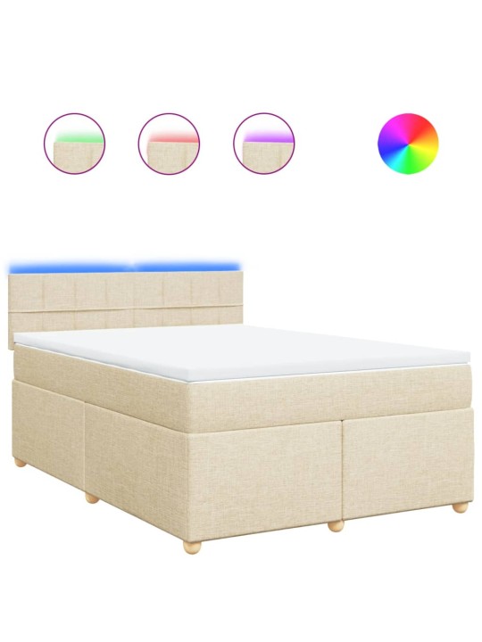 Box spring postel s matrací krémová 140x190 cm textil