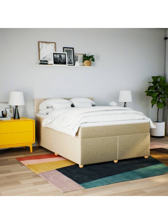 Box spring postel s matrací krémová 140x190 cm textil