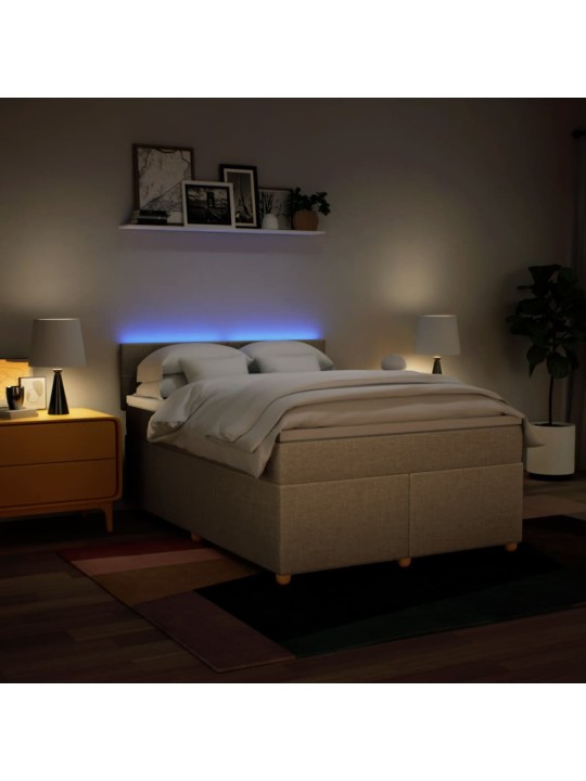 Box spring postel s matrací krémová 140x190 cm textil
