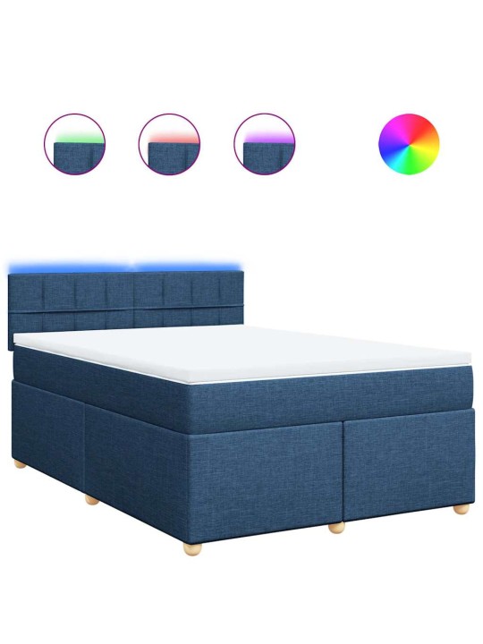 Box spring postel s matrací modrá 140x190 cm textil
