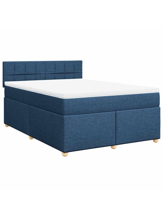 Box spring postel s matrací modrá 140x190 cm textil