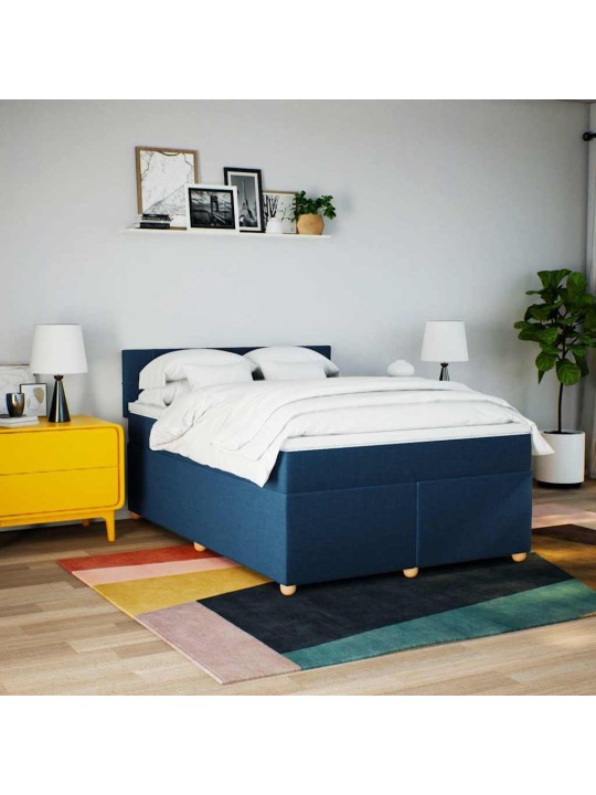 Box spring postel s matrací modrá 140x190 cm textil