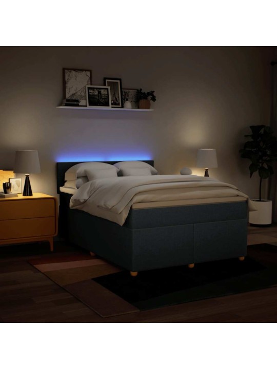Box spring postel s matrací modrá 140x190 cm textil