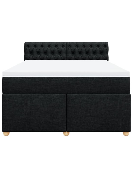 Box spring postel s matrací černá 140 x 190 cm textil