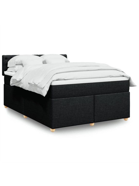 Box spring postel s matrací černá 140 x 190 cm textil