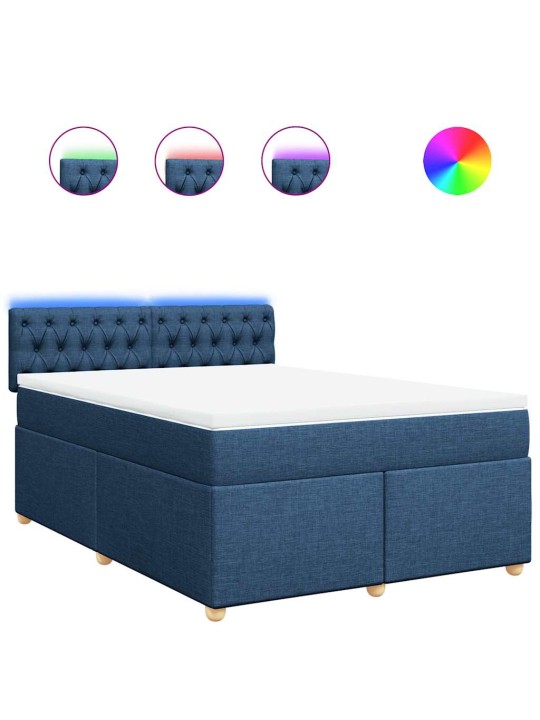 Box spring postel s matrací modrá 140x190 cm textil