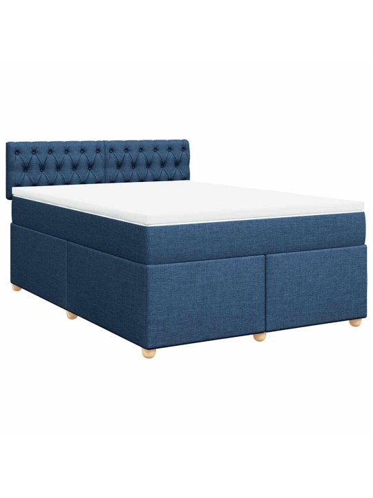 Box spring postel s matrací modrá 140x190 cm textil