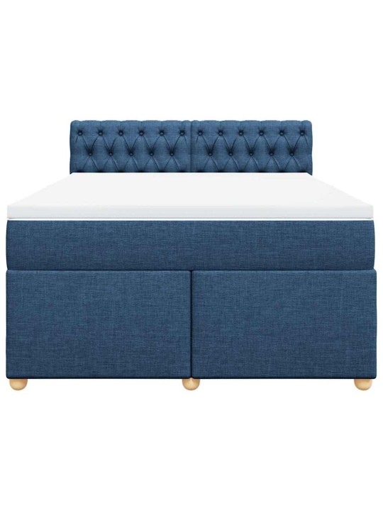 Box spring postel s matrací modrá 140x190 cm textil