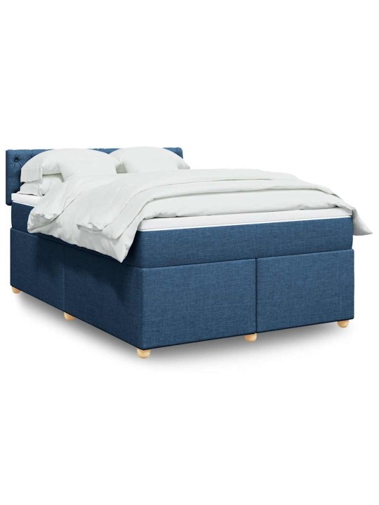 Box spring postel s matrací modrá 140x190 cm textil