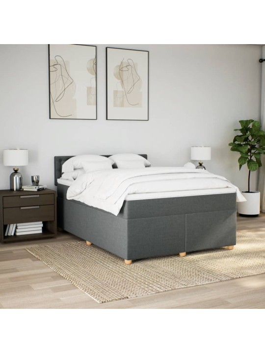 Box spring postel s matrací tmavě šedý 140 x 190 cm textil