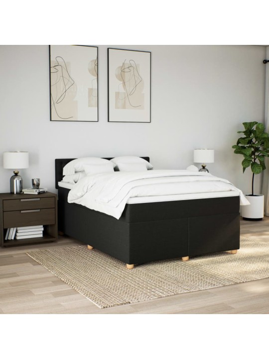 Box spring postel s matrací černá 140 x 190 cm textil