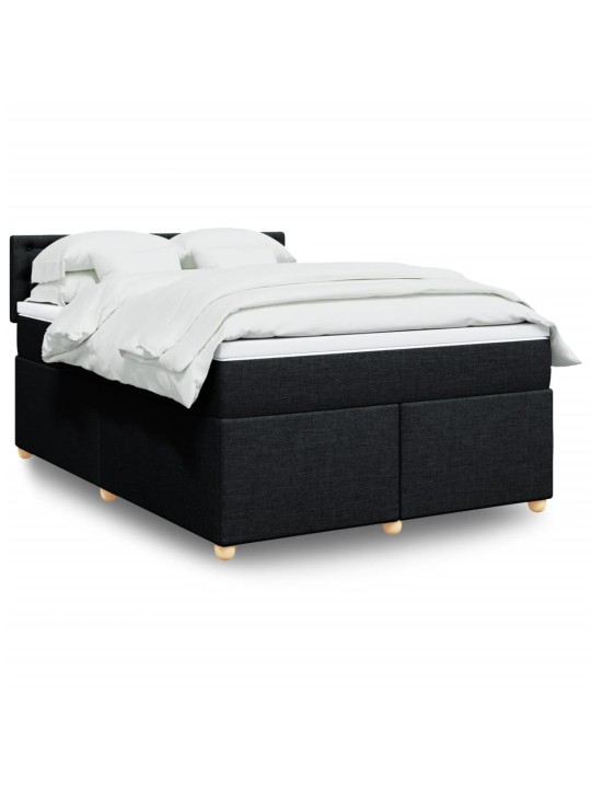 Box spring postel s matrací černá 140 x 190 cm textil
