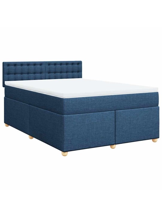 Box spring postel s matrací modrá 140x190 cm textil