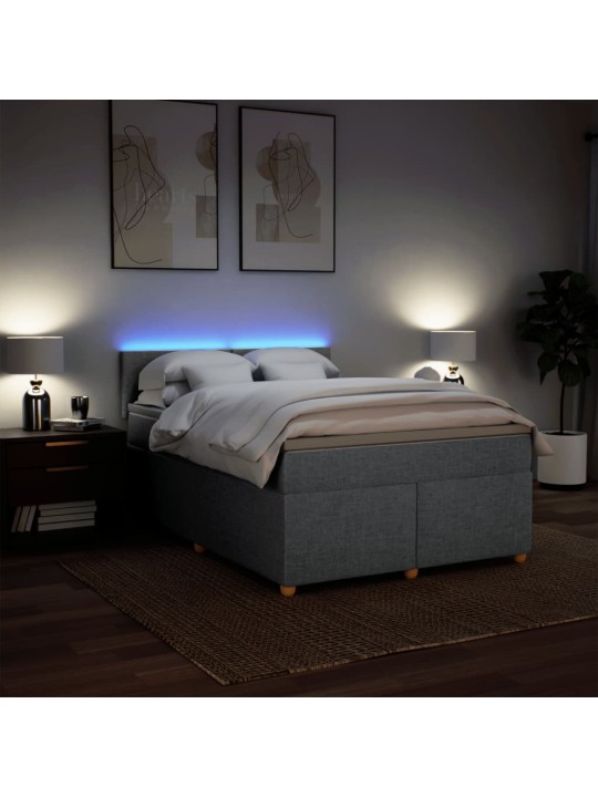 Box spring postel s matrací světle šedá 140 x 200 cm textil