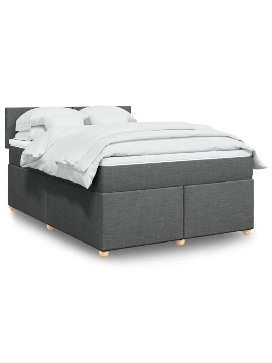 Box spring postel s matrací tmavě šedá 140x200 cm textil