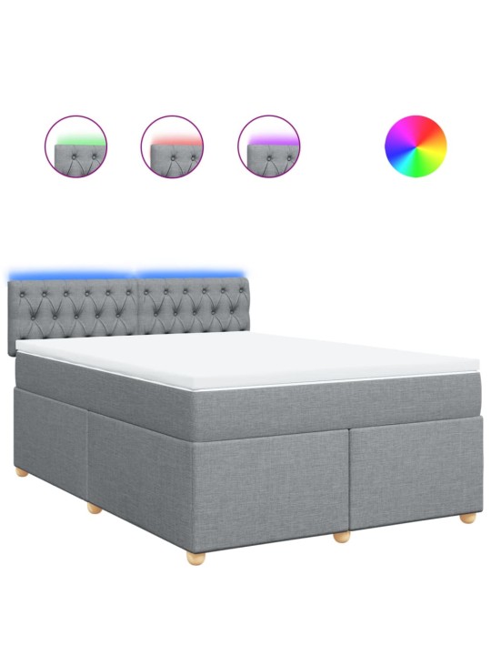 Box spring postel s matrací světle šedá 140 x 200 cm textil
